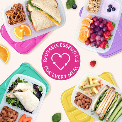 Bentgo Easyboxes - Original Stackable Lunch Boxes - Reusable 3-Compartment Food Containers