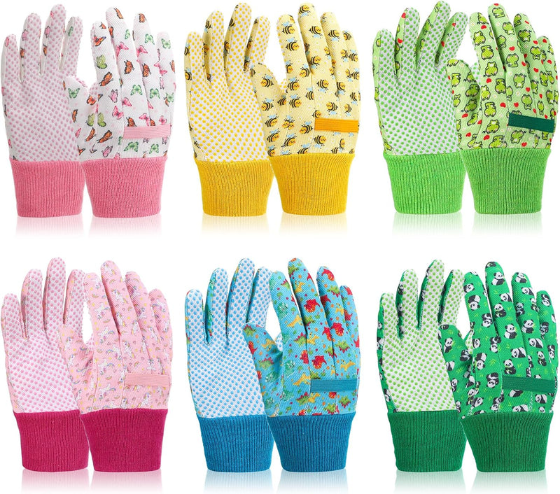 6Pcs Kids Gardening and Garden Gloves for Toddler, Children's Yard Work Glove, Age 2-6
