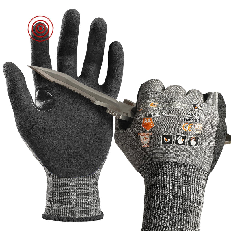Schwer A4 AIR-SKIN Cut Resistant Work Gloves with Extreme Lightweight & Thin, Grip Glove for Fishing, Refined Work, Gardening Gloves for Yard, Touchscreen, 3D-Comfort Fit, Men Women Gifts, AR3900, L