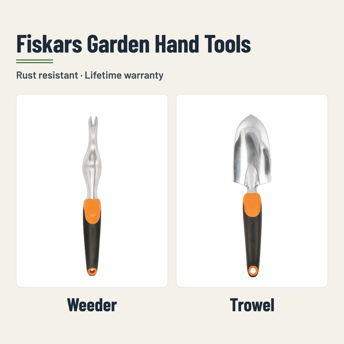 Fiskars Garden Hand Tools: Weeder and Trowel, rust resistant with lifetime warranty