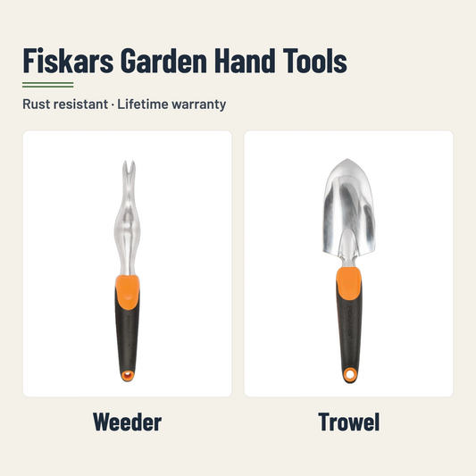 Fiskars Garden Hand Tools: Weeder and Trowel, rust resistant with lifetime warranty