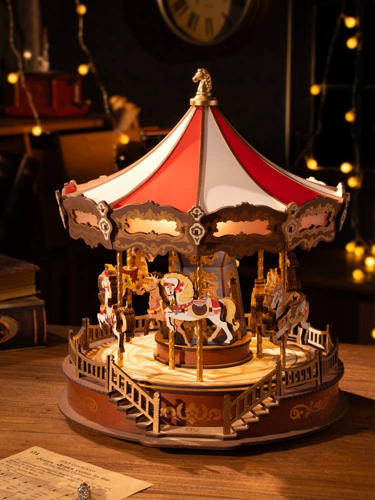 Rolife Classic Carousel DIY Music Box 3D Wooden Puzzle