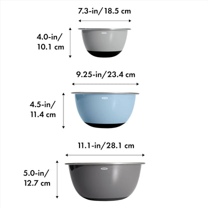 OXO Good Grips 3-Piece Stainless-Steel Mixing Bowl Set