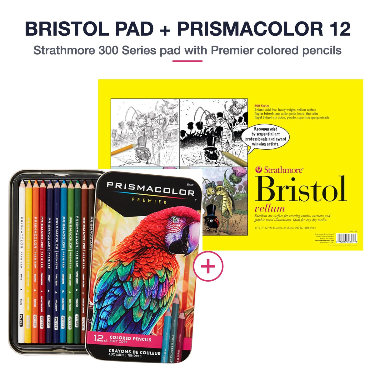 Strathmore 300 Series Bristol pad bundle with Prismacolor Premier 12 colored pencils