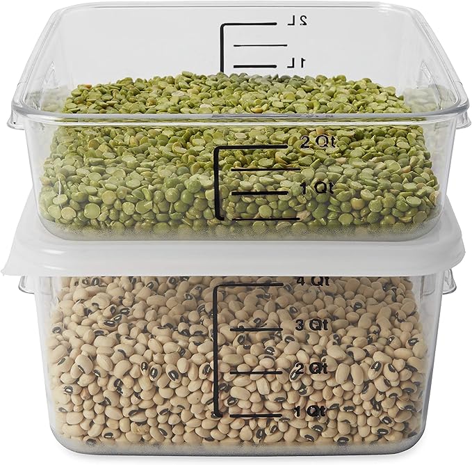 Rubbermaid Commercial Products, Space Saving Square Food Storage Container, 4 Quart, Clear, for Kitchen/Sous Vide/Meal Prep