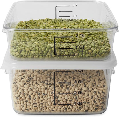 Rubbermaid Commercial Products, Space Saving Square Food Storage Container, 4 Quart, Clear, for Kitchen/Sous Vide/Meal Prep
