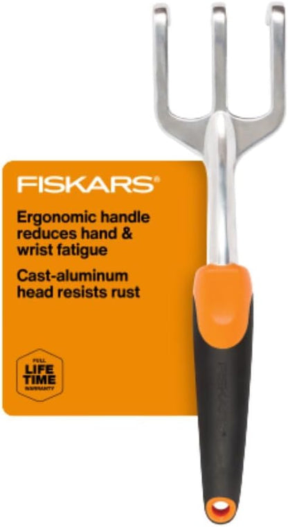 Fiskars 3-in-1 Garden Tool Set, Polished Cast-Aluminum Heads for Rust Resistance, Heavy-Duty Trowel, Transplanter & Cultivator for Digging and Planting, Non-Slip SoftGrip Handles Reduce Fatigue