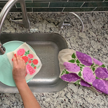 FLOWER GARDEN (Lilacs, Roses) - Tea Towel Set of 2